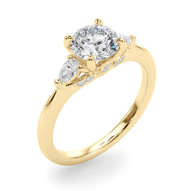 3-Stone Round & Pear Shape Engagement Ring – Pear-Shaped Lab Diamond Engagement Ring in 18K Gold | Just Brilliant – view 8