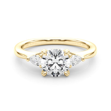 3-Stone Round & Pear Shape Engagement Ring – Pear-Shaped Lab Diamond Engagement Ring in 18K Gold | Just Brilliant – view 7