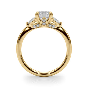 3-Stone Round & Pear Shape Engagement Ring – Pear-Shaped Lab Diamond Engagement Ring in 18K Gold | Just Brilliant – angle ...
