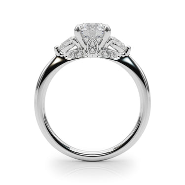 3-Stone Round & Pear Shape Engagement Ring – Pear-Shaped Lab Diamond Engagement Ring in 18K Gold | Just Brilliant – detail...