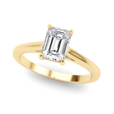 Solitaire Cathedral Emerald-Cut Engagement Ring – Emerald Cut Emerald Engagement Ring in 18K Gold | Just Brilliant – side ...