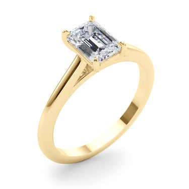 Solitaire Cathedral Emerald-Cut Engagement Ring – Emerald Cut Emerald Engagement Ring in 18K Gold | Just Brilliant – view 8