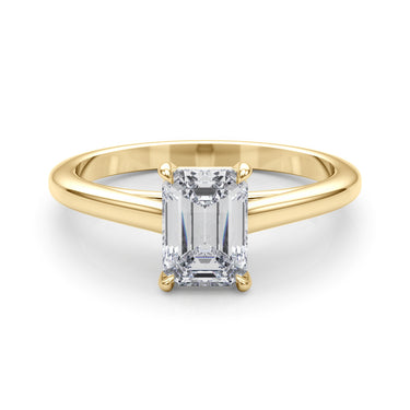 Solitaire Cathedral Emerald-Cut Engagement Ring – Emerald Cut Emerald Engagement Ring in 18K Gold | Just Brilliant – view 7
