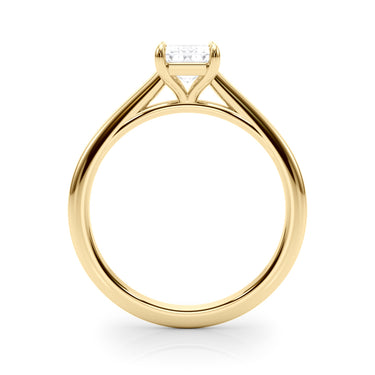 Solitaire Cathedral Emerald-Cut Engagement Ring – Emerald Cut Emerald Engagement Ring in 18K Gold | Just Brilliant – angle...