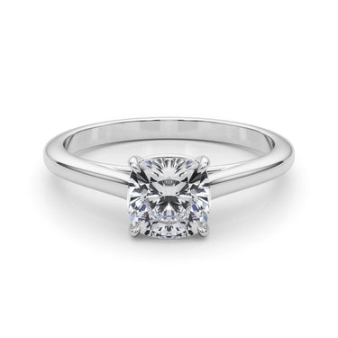 Solitaire Cushion Cut Engagement Ring – Cushion Lab Diamond Engagement Ring in 18K Gold | Just Brilliant – close-up view