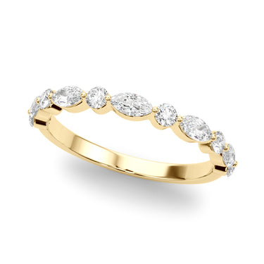 Alternating Marquise & Round Wedding Band – Marquise Lab Diamond Wedding Band in 18K Gold | Just Brilliant – side view
