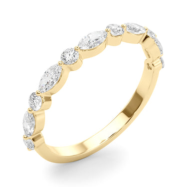 Alternating Marquise & Round Wedding Band – Marquise Lab Diamond Wedding Band in 18K Gold | Just Brilliant – view 8