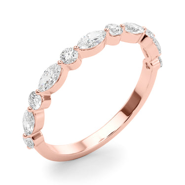Alternating Marquise & Round Wedding Band – Marquise Lab Diamond Wedding Band in 18K Gold | Just Brilliant – view 12