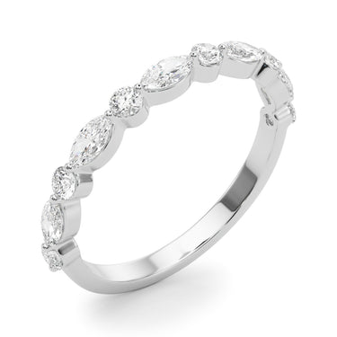 Alternating Marquise & Round Wedding Band – Marquise Lab Diamond Wedding Band in 18K Gold | Just Brilliant – lifestyle view