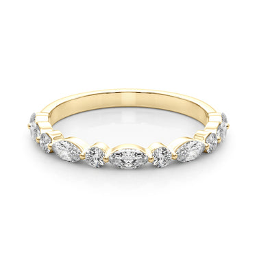Alternating Marquise & Round Wedding Band – Marquise Lab Diamond Wedding Band in 18K Gold | Just Brilliant – view 7
