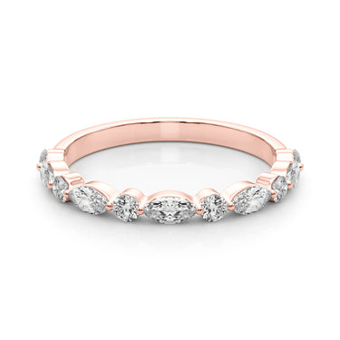 Alternating Marquise & Round Wedding Band – Marquise Lab Diamond Wedding Band in 18K Gold | Just Brilliant – view 11
