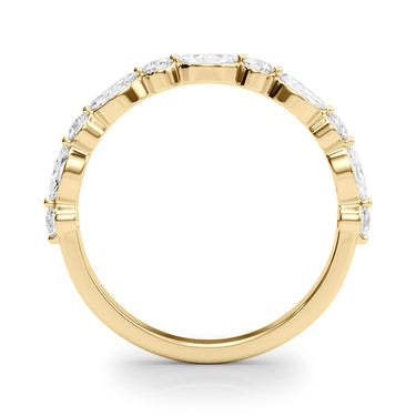 Alternating Marquise & Round Wedding Band – Marquise Lab Diamond Wedding Band in 18K Gold | Just Brilliant – angle view