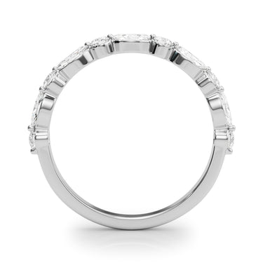 Alternating Marquise & Round Wedding Band – Marquise Lab Diamond Wedding Band in 18K Gold | Just Brilliant – detail view