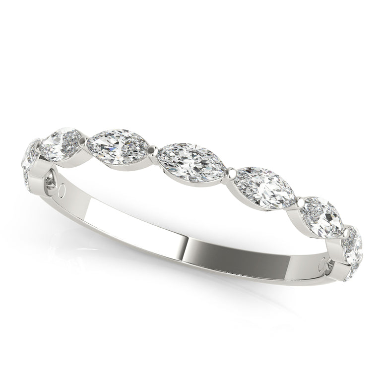 Shared Prong Marquise Wedding Band – Marquise Lab Diamond Wedding Band in 18K Gold | Just Brilliant