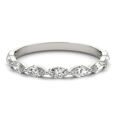 Shared Prong Marquise Wedding Band – Marquise Lab Diamond Wedding Band in 18K Gold | Just Brilliant – close-up view