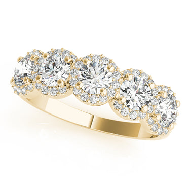 5-Stone Round Halo Wedding Bands – Round Lab Diamond Wedding Band in 18K Gold | Just Brilliant – side view