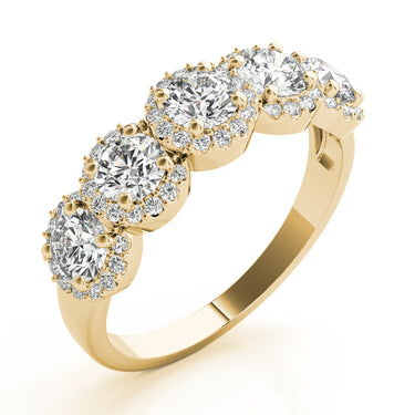 5-Stone Round Halo Wedding Bands – Round Lab Diamond Wedding Band in 18K Gold | Just Brilliant – view 8