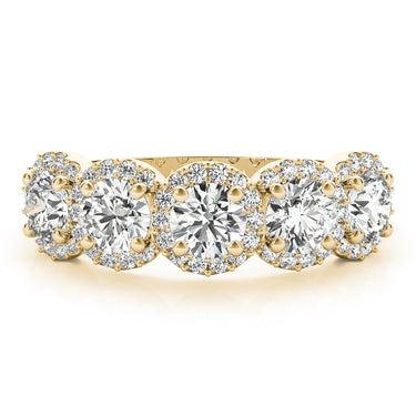 5-Stone Round Halo Wedding Bands – Round Lab Diamond Wedding Band in 18K Gold | Just Brilliant – view 7