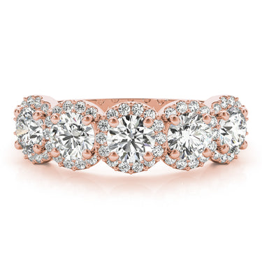 5-Stone Round Halo Wedding Bands – Round Lab Diamond Wedding Band in 18K Gold | Just Brilliant – view 11