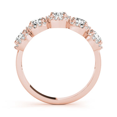 5-Stone Round Halo Wedding Bands – Round Lab Diamond Wedding Band in 18K Gold | Just Brilliant – view 10