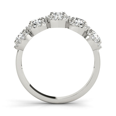 5-Stone Round Halo Wedding Bands – Round Lab Diamond Wedding Band in 18K Gold | Just Brilliant – detail view