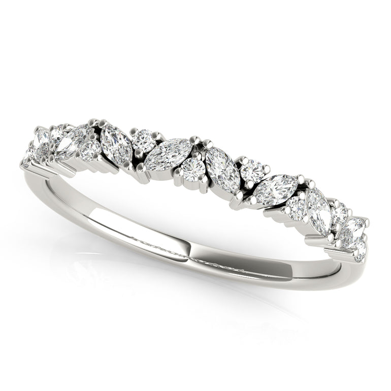 Alternating Round & Marquise Diamond Band – Marquise Lab Diamond Band in 18K Gold | Just Brilliant