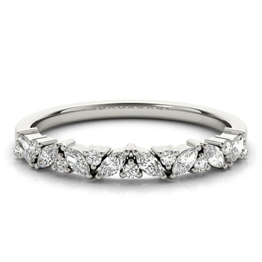 Alternating Round & Marquise Diamond Band – Marquise Lab Diamond Band in 18K Gold | Just Brilliant – close-up view