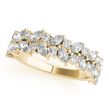 Alternating Marquise & Round 2-Row Band – Marquise Lab Diamond Band in 18K Gold | Just Brilliant – side view