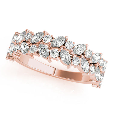 Alternating Marquise & Round 2-Row Band – Marquise Lab Diamond Band in 18K Gold | Just Brilliant – view 9