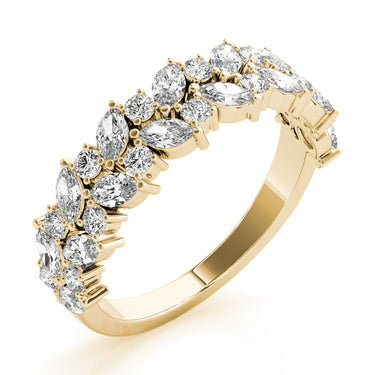 Alternating Marquise & Round 2-Row Band – Marquise Lab Diamond Band in 18K Gold | Just Brilliant – view 8