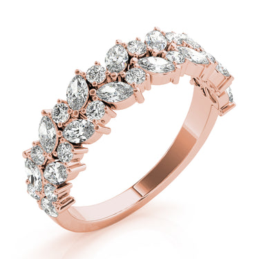 Alternating Marquise & Round 2-Row Band – Marquise Lab Diamond Band in 18K Gold | Just Brilliant – view 12