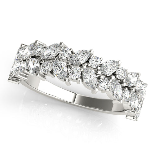 Alternating Marquise & Round 2-Row Band