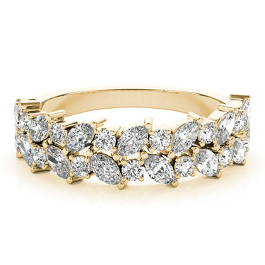 Alternating Marquise & Round 2-Row Band – Marquise Lab Diamond Band in 18K Gold | Just Brilliant – view 7