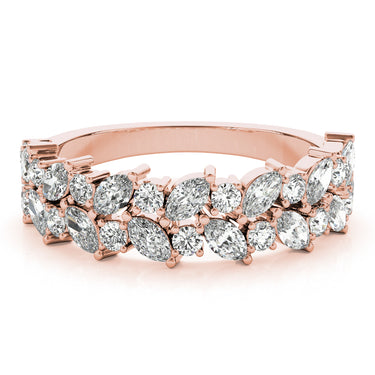 Alternating Marquise & Round 2-Row Band – Marquise Lab Diamond Band in 18K Gold | Just Brilliant – view 11