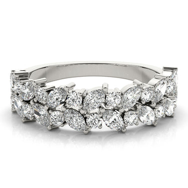 Alternating Marquise & Round 2-Row Band – Marquise Lab Diamond Band in 18K Gold | Just Brilliant – close-up view