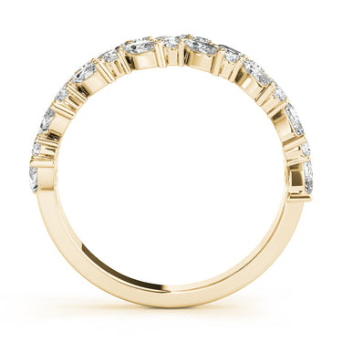 Alternating Marquise & Round 2-Row Band – Marquise Lab Diamond Band in 18K Gold | Just Brilliant – angle view