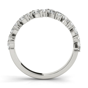 Alternating Marquise & Round 2-Row Band – Marquise Lab Diamond Band in 18K Gold | Just Brilliant – detail view