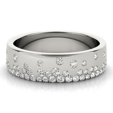 5.5mm Scattered Wedding Band – Lab Diamond Wedding Band in 18K Gold | Just Brilliant – close-up view