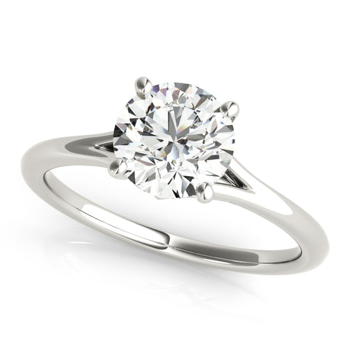 Solitaire Design Engagement Ring - 14K White Gold, Size 7.0 (Setting Only)