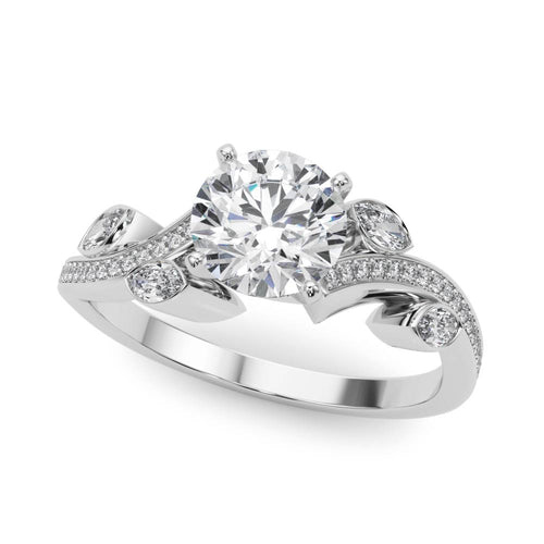 Marquise Petal Side-Stone Engagement Ring - 18K, Size 7.0 (Setting Only)