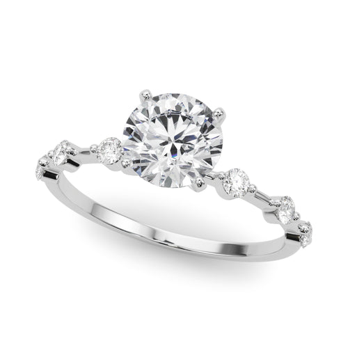 Single Shared Prong Design Engagement Ring - 18K White Gold, Size 7.0 (Setting Only)