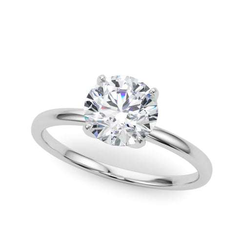 4 Prong Solitaire Design Engagement Ring - 14K White Gold, Size 7.0 (Setting Only)