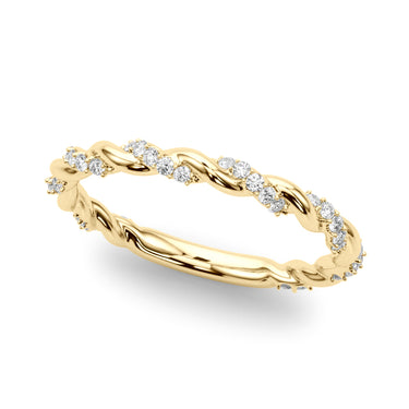Twisting Alternating Wedding Band – Lab Diamond Wedding Band in 18K Gold | Just Brilliant – angle view