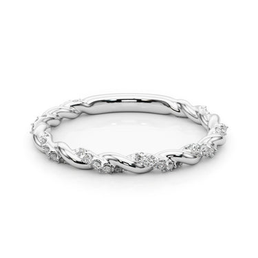 Twisting Alternating Wedding Band – Lab Diamond Wedding Band in 18K Gold | Just Brilliant – close-up view