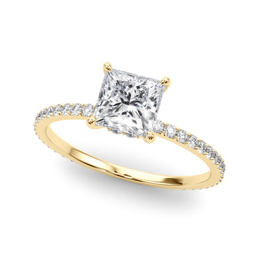 Hidden Halo Princess Cut Center Single Row – Lab Diamond Jewelry in 18K Gold | Just Brilliant – side view