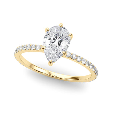 Hidden Halo Pear Shape Engagement Rings – Pear-Shaped Lab Diamond Engagement Ring in 18K Gold | Just Brilliant – side view