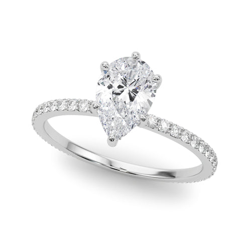 Hidden Halo Pear Shape Engagement Rings