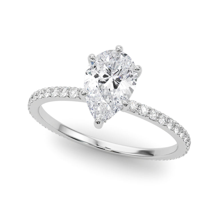 Hidden Halo Pear Shape Engagement Rings – Pear-Shaped Lab Diamond Engagement Ring in 18K Gold | Just Brilliant