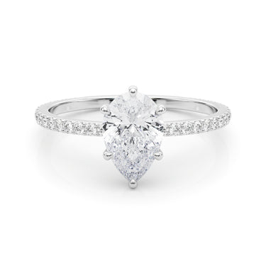 Hidden Halo Pear Shape Engagement Rings – Pear-Shaped Lab Diamond Engagement Ring in 18K Gold | Just Brilliant – close-up ...