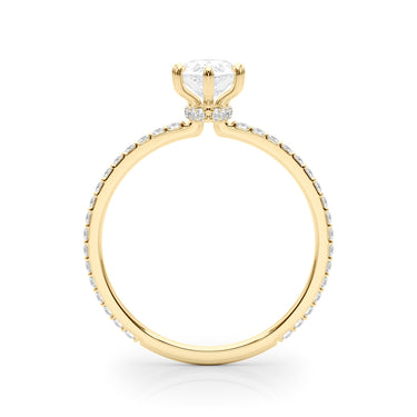 Hidden Halo Pear Shape Engagement Rings – Pear-Shaped Lab Diamond Engagement Ring in 18K Gold | Just Brilliant – angle view